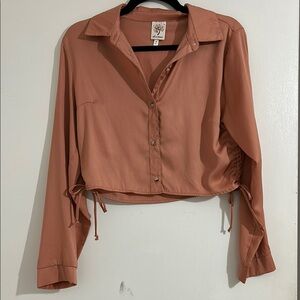 Women's Coral Button-Up Blouse